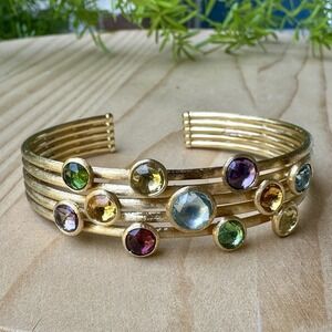 Marco Bicego Jaipur Cuff Bracelet Size 6 Gems Yellow Gold 750 18k Signed 21.7g